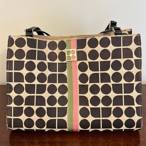Vintage Kate Spade bag black and cream with pink and green tape